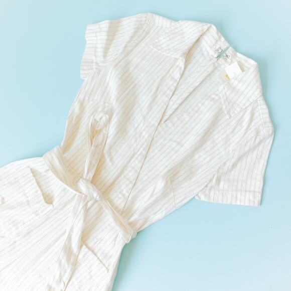 NEW Maeve Anthropologie The Colette Wrap Jumpsuit Striped Linen Womens 0 - Picture 3 of 11